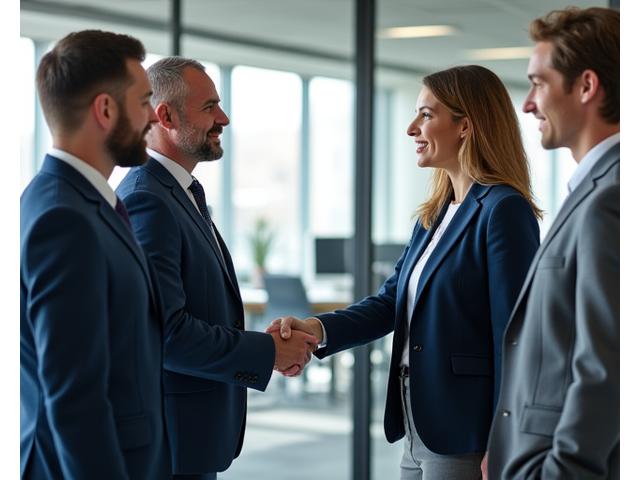 Founding members meeting in an office
